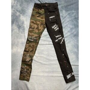 Decibel Men's Jeans 28x32 Half Camouflage Half Black Denim Jeans